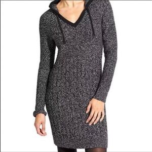 Athleta Borealis black grey marl hoodie sweater dress size small